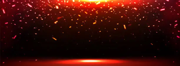 Vector illustration of Burst effect with falling fire sparks