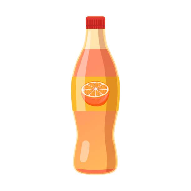 цитрусовые грейпфрутовые газированные напитки в стеклянной бутылке или банке. векторная иллюстрация газированного холодного энергетичес - glass water freshness tonic water stock illustrations