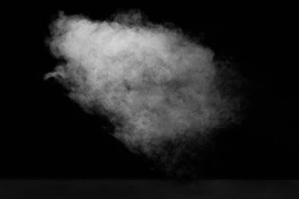 White color smoke on black background stock photo