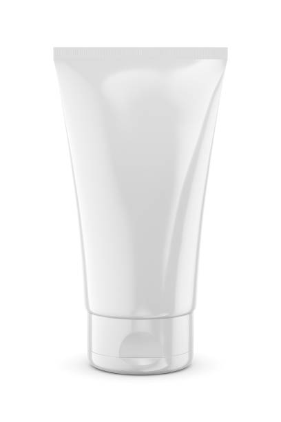 Glossy cosmetic tube mockup, 150 ml 5.0 fl. oz. . 3D rendering. Glossy cosmetic tube mockup, front view, 150 ml 5.0 fl. oz. Cream, gel, skin care, toothpaste. 3D rendering illustration. white plastic tube stock pictures, royalty-free photos & images