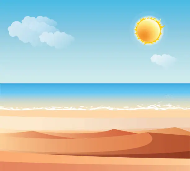 Vector illustration of Desert and Sea