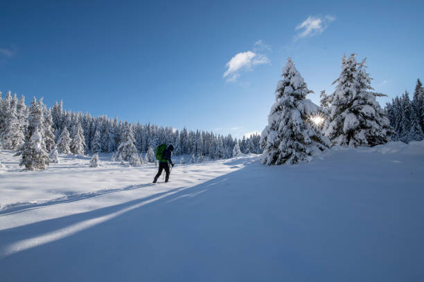 istock Winter hike in the deep snow. 1447458268