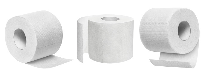 Set of toilet paper rolls, isolated on white background