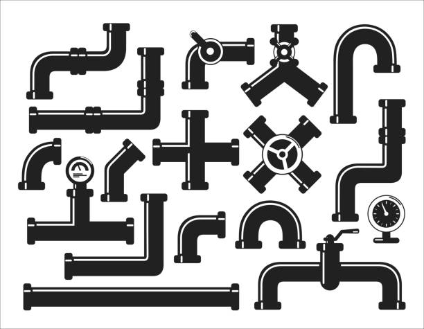 물 튜브의 실루엣 컬렉션 - pipe water pipe pipeline steel stock illustrations