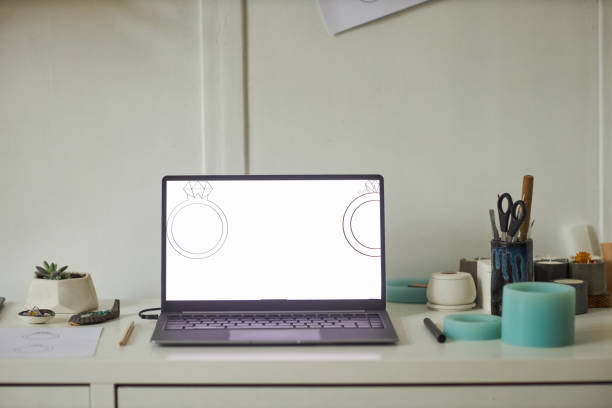 istock Laptop with jewelry designs 1447463837