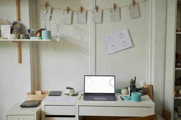 istock Background jewelers workplace with laptop 1447463846
