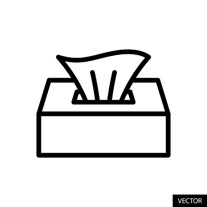 Tissue paper napkins box, Wet wipes box vector icon in line style design for website, app, UI, isolated on white background. Editable stroke. EPS 10 vector illustration.