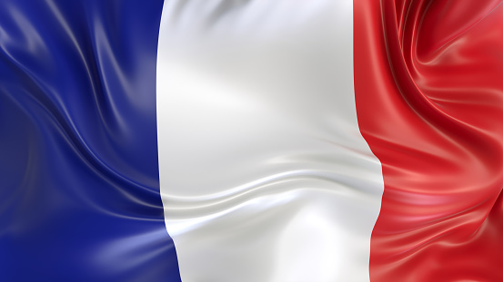 France flag with reflections. Country. 3d render illustration