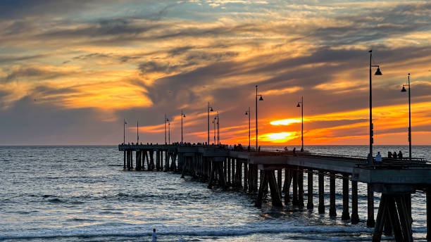 istock Bright sunset over Venice Pier in Los Angeles 1447481787