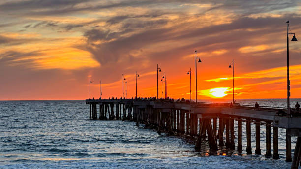 istock Bright sunset over Venice Pier in Los Angeles 1447481816