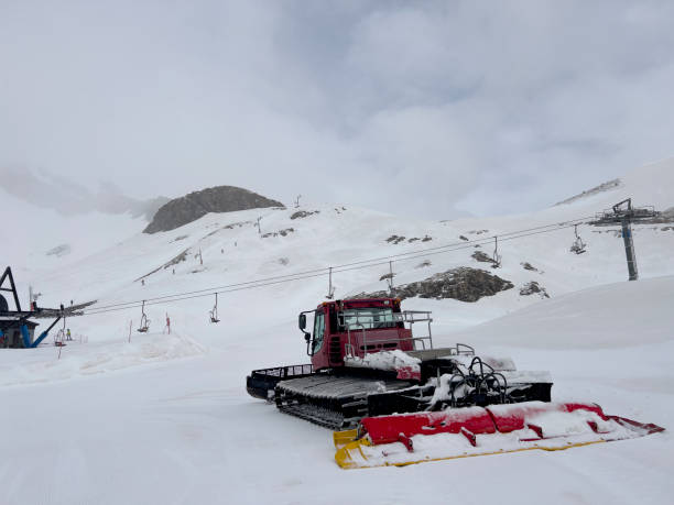 istock snow grooming machine at the ski resort in the Pyrenees 1447483753