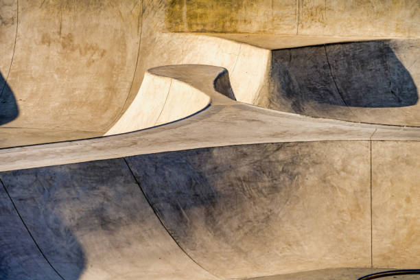 istock Empty skatepark, skateboarding park in city on sunny day 1447485039