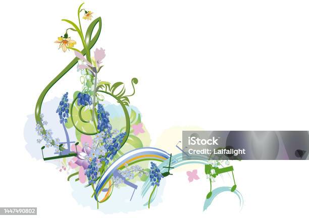 Abstract Treble Clef Abstract Nature Treble Clef Decorated With Summer And Spring Flowers ...