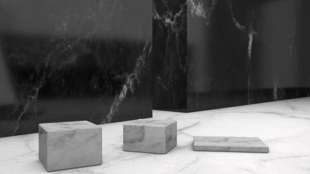 istock Marble pedestals for display in black and white 1447492306