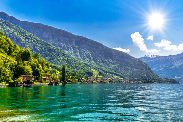 istock Clear transparent azure Lake Thun, Thunersee, Bern, Switzerland 1447500350