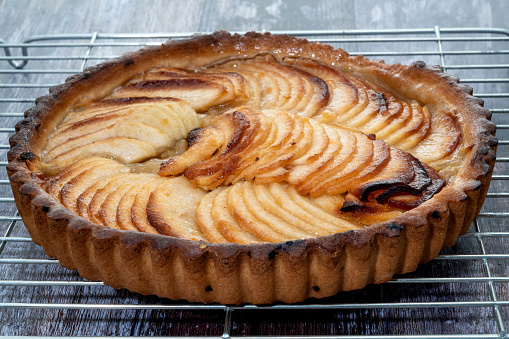 Freshly baked French apple tart