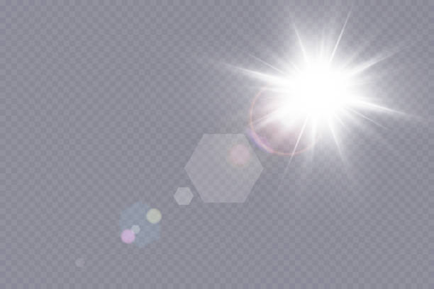 ilustrações, clipart, desenhos animados e ícones de efeito de luz vetor transparente luz solar especial lente flare - backgrounds sunbeam horizontal spring