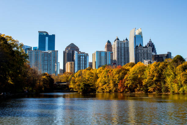 istock City Skyline With Lake in Autumn 1447503603