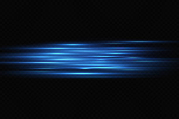 istock Motion light effect for banners. Blue lines. The effect of speed on a blue background. Red lines of light, speed and movement. Vector lens flare. 1447504023