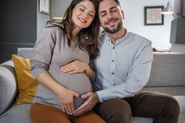 istock Future mum and dad touching the belly. New life. 1447505193