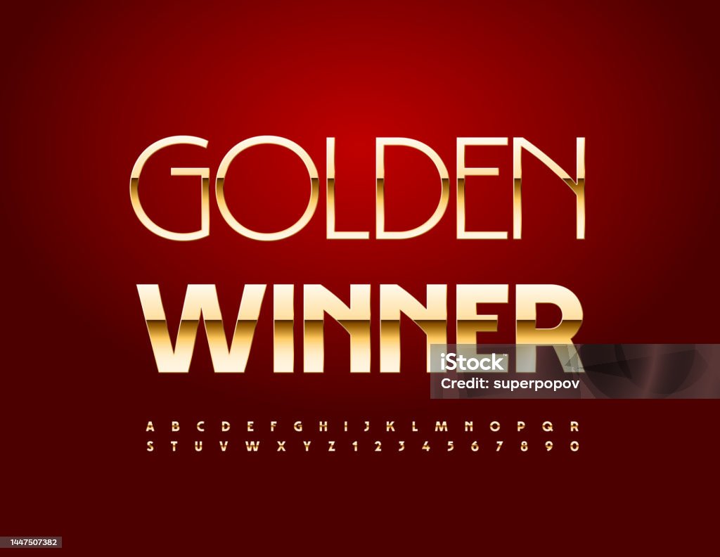 Winner Letters Vector Chic Emblem Golden Winner Luxury Alphabet Letters And Numbers ...