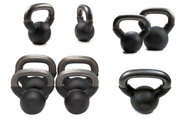 istock Black weight isolated on white. 4 kg weight. 1447507449