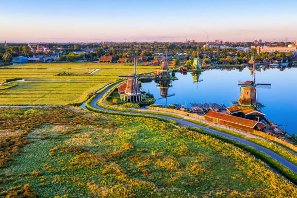 istock Zaanse Schans windmills landscape, North Holland, Netherlands 1447508817