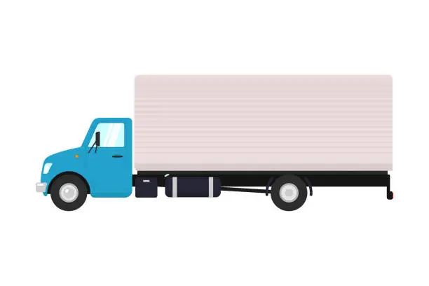 Vector illustration of Truck icon. Van, lorry. Color silhouette. Side view. Vector simple flat graphic illustration. Isolated object on a white background. Isolate.