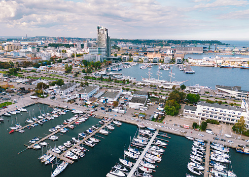 Aerial view of harbour in Gdynia, Poland