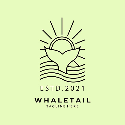 Whale Tail icon line art Vector illustration Design