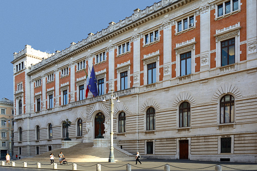 Palazzo Montecitorio with the north facade at the Piazza del Parlamento in Rome. Seat of the Representative chamber of the Italian parliament - Italy.