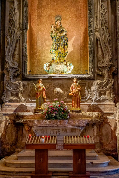 religious figures of saints of the catholic church, saint Rufina.  Church of São Domingos in Lisbon. stock photo