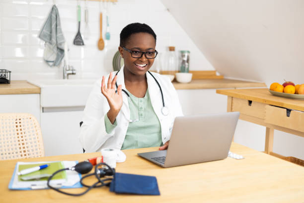 istock Nurse in consultation by video call 1447520778