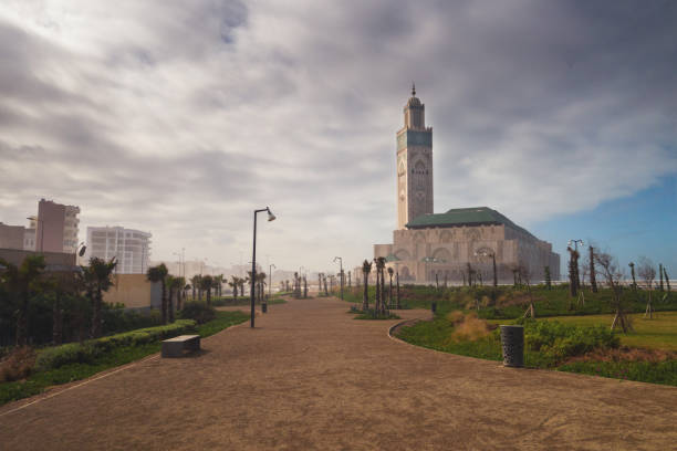 The Hassan II Mosque is a mosque in Casablanca, Morocco. It is the largest mosque in the country and the 7th largest mosque in the world. Its minaret is the world's tallest at 210 m (689 ft).
