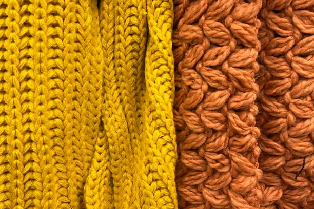 Knitted wool in warm autumn colors