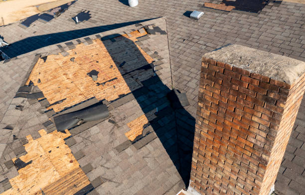 istock Tornado damage to roof and shingles. 1447532064