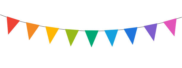 istock carnival garland, birthday party decoration, string of flags, banner background, colorful pennants, vector illustration 1447532672
