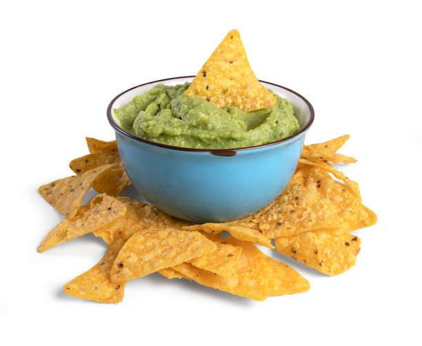 istock bowl with guacamole and nachos isolated on the white background 1447537869