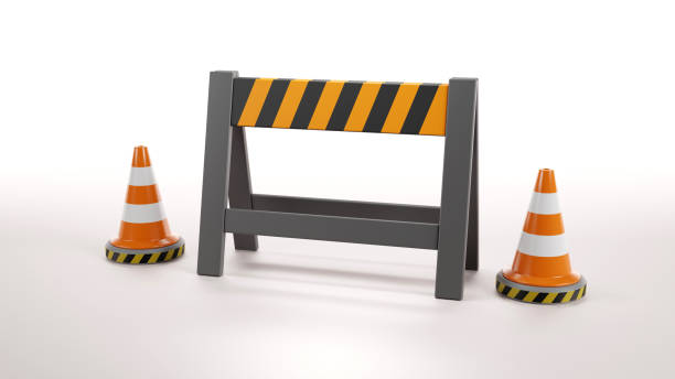 istock 3D rendering of Under construction road sign symbol on white background 1447539305