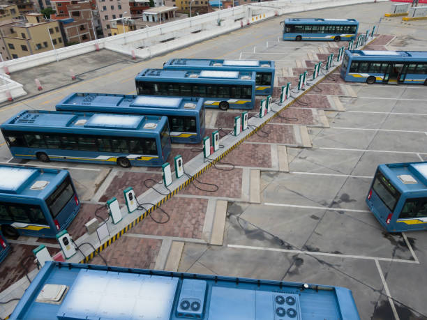 istock Carbon neutral, electric bus charging station 1447540906