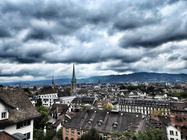 A scenic view of Zurich, Switzerland from above.