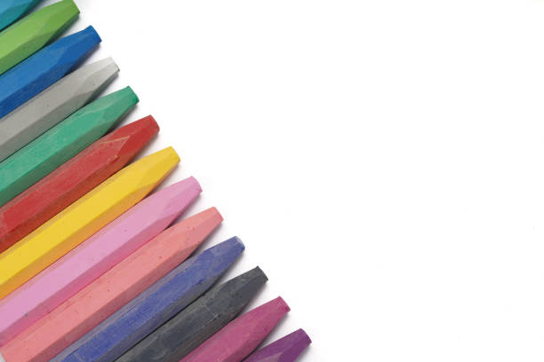 istock Colored oil pastels shot on white background 1447551984