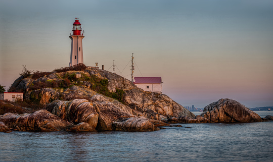 Lighthouse at sunset, West Vancouver, BC, Canada
