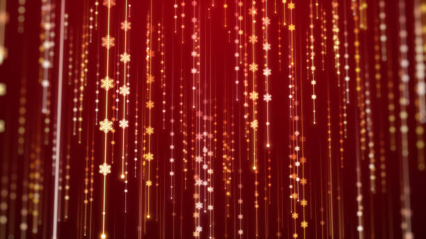 istock Red christmas snowflake falling lights holidays background 1447555093