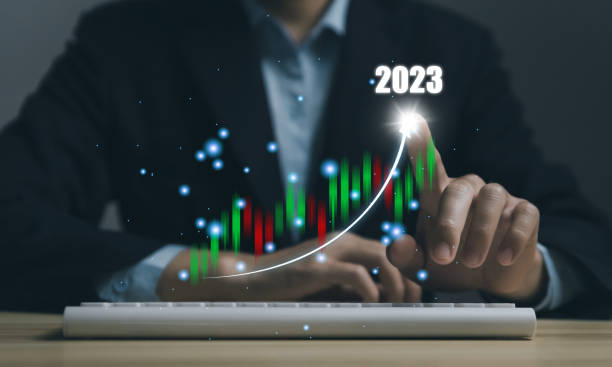 istock Stock analysis 2023. Stock trading graphs on virtual screens. 1447561594