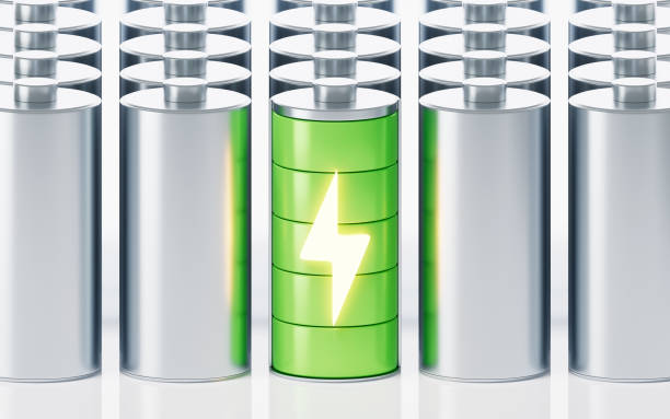 istock 3D fast charge battery on white background, energy technology concept, 3d rendering. 1447570736