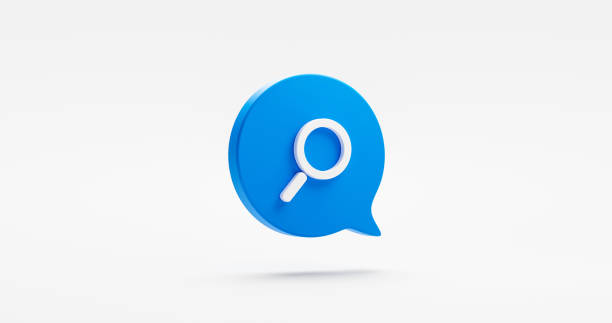 Search 3d icon magnifying glass isolated on white background with blue speech bubble message find symbol simple concept or magnification loupe discovery equipment and inspect review analysis web sign. Search 3d icon magnifying glass isolated on white background with blue speech bubble message find symbol simple concept or magnification loupe discovery equipment and inspect review analysis web sign. photographic enlarger stock pictures, royalty-free photos & images