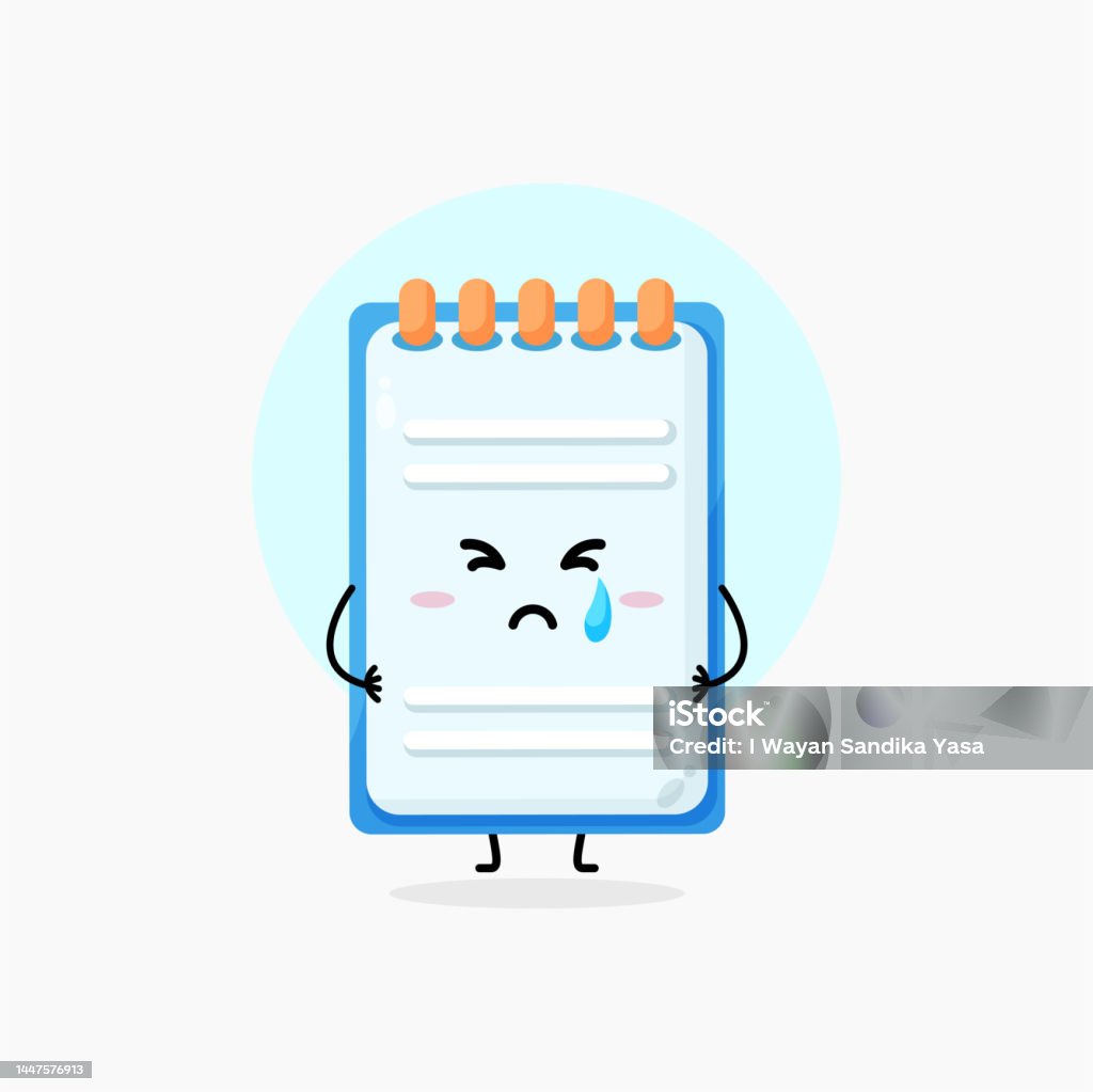 Person Crying Writing Notes Cute Notepad Character Crying Stock Illustration - Download Image Now ...