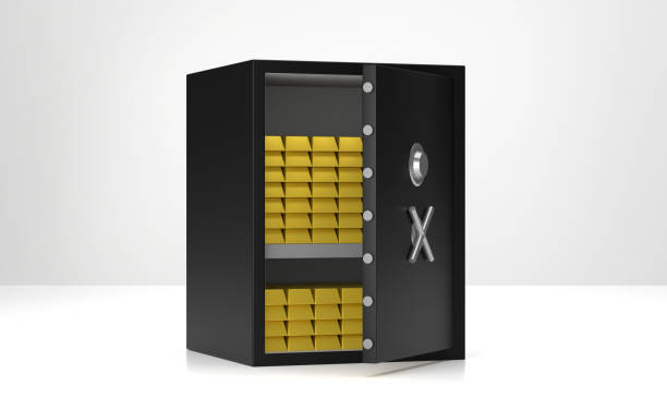 Safe Full Of Gold On White
