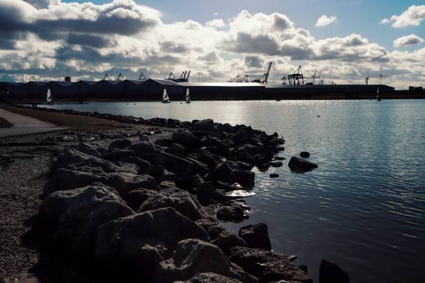 istock Rocky sea coast on a sunny day 1447584124